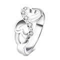 Womens 925 Sterling Silber CZ Herz Infinity Symbol Hochzeit Ring